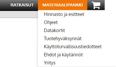 Kuvakaappaus Materiaalipankin uudesta rakenteesta