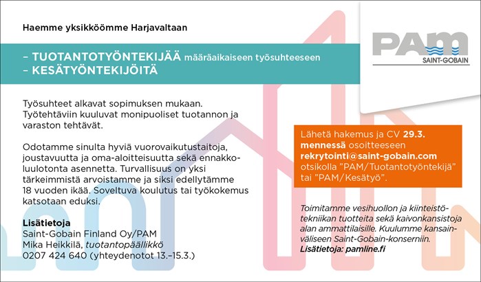 Tuotantotyöntekijä- ja kesätyöhaku 2019