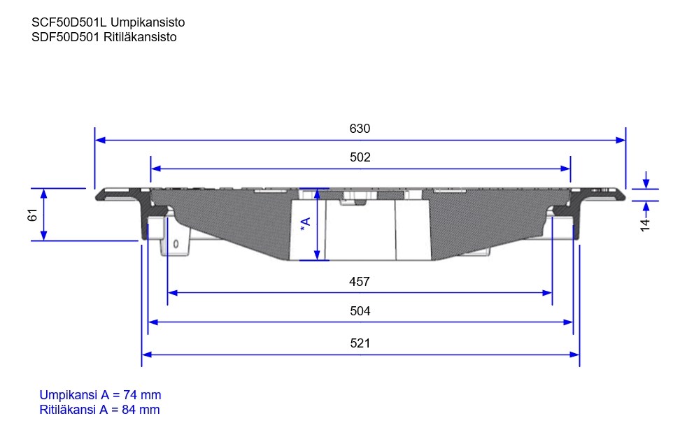Mittakuva aquatop sg 500 mm lukkiutuva kansisto